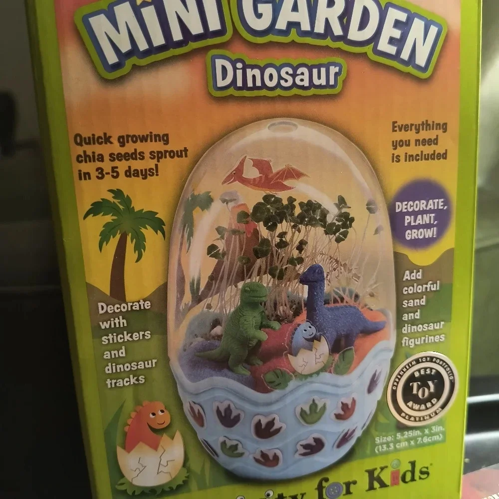 Mini chia seed garden dinosaur boys kids activity set gift toy learning blue red